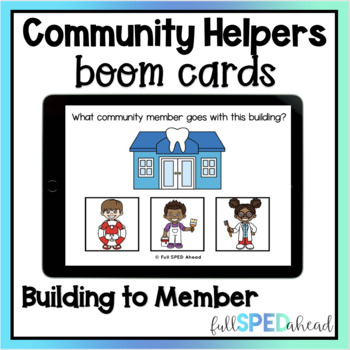 Preview of Community Helpers Environmental Print Match Boom Card Activity Special Education