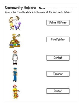 Preview of Community Helpers Matching Worksheet