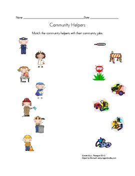 Community Helpers Matching and Practice Pages by Growing Math Minds GMM