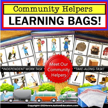 Preview of Community Helpers Matching and What Belongs Learning Bags for Special Education