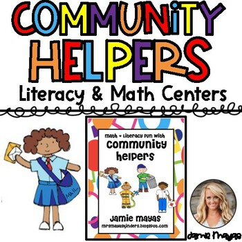 Preview of Community Helpers Math Centers | Community Helpers Literacy Centers