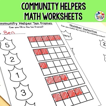 Preview of Community Helpers Math Worksheets No Prep