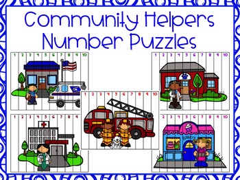 Preview of Community Helpers Number Puzzles