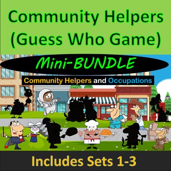 Preview of Community Helpers (Occupations)| Guess Who Game |Clues|Shadows mini BUNDLE (1-3)