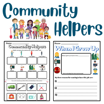 Preview of Community Helpers Cut and Paste Worksheet - Explore Careers & Tools