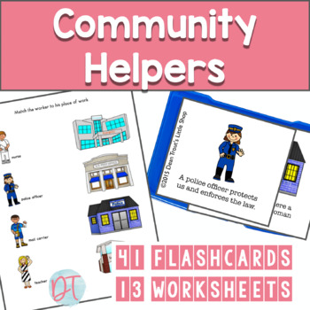 Preview of Community Helpers Packet | Speech Therapy | Flashcards | WH Questions | Matching