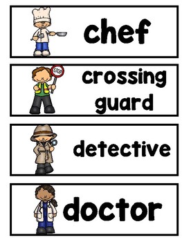 Community Helpers Picture Word Cards and Blank Faces Bundle For