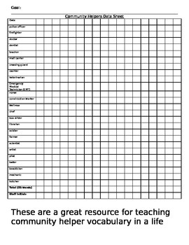 Preview of Community Helpers Flashcards for Special Education with Data Sheets