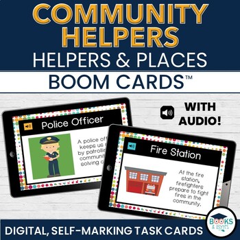 Preview of Community Helpers & Community Places BOOM CARDS Digital Task Cards
