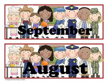 Preview of Community Helpers Pocket Chart Calender Cards (July, August, September)