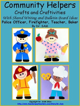 Preview of Community Helpers: Police Officer, Firefighter, Teacher and Baker Crafts