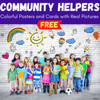 Preview of Community Helpers Posters and Cards with Real Pictures FREE