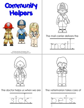 community helpers preschool pack by little monkey printables tpt