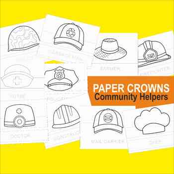 Preview of Community Helpers Printable Hats Community Helpers Paper Crowns Printable Kids
