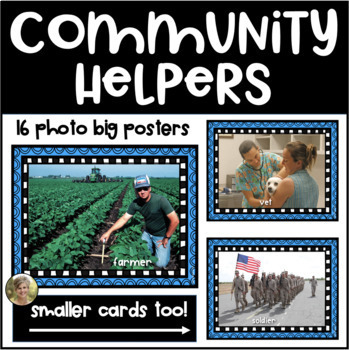Preview of 16 Community Helpers Posters & Cards (Photographs) for Kindergarten & First