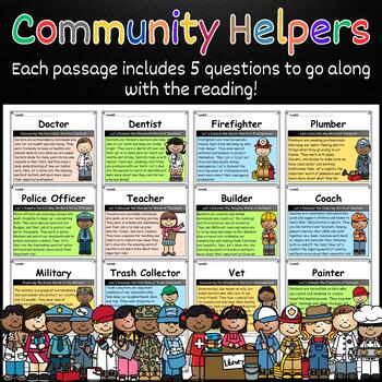 Community Helpers Reading Comprehension Passages K-2 | Career Day ...