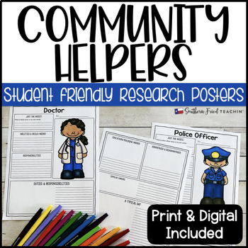 Preview of Community Helpers Research Project Posters - Printable & Digital