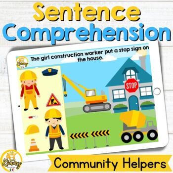 Preview of Community Helpers Sentence Auditory Comprehension Boom Cards