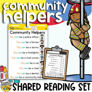 Preview of Community Helpers | Shared Reading Set | Project & Trace Chart Sight Words Vocab