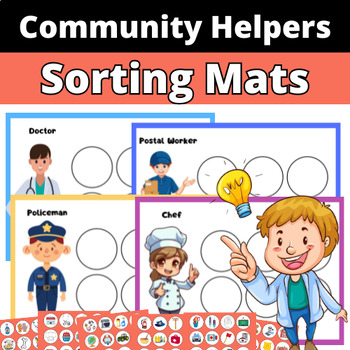 Preview of Community Helpers Sorting Mats- Labor Day Activities