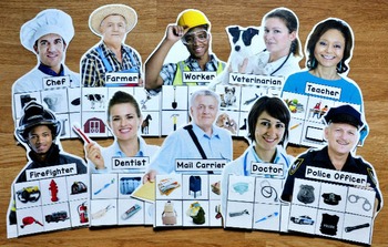 Preview of Community Helpers Sorting Mats (w/Real Photos)