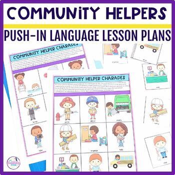 Preview of Community Helpers Speech Therapy Push-In Language Lesson Plan Guides