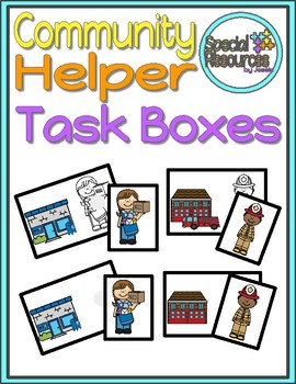 Preview of Matching Community Helpers & Their Buildings Task Box