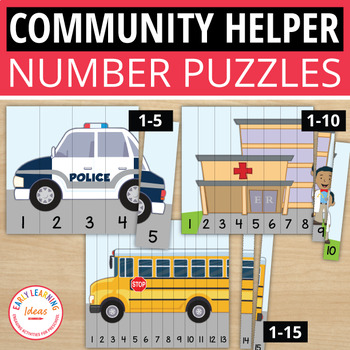 Community Helpers Theme 1-15 Number Puzzles | TpT