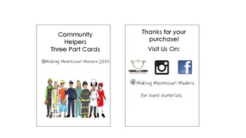 Preview of Community Helpers Three Part Cards, Coloring, and Handwriting Book (Montessori)