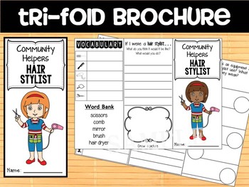 Preview of Community Helpers Tri-fold  Graphic Organizers : Hair Stylist