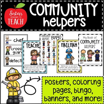 Preview of Community Helpers Unit⎜Booklet⎪Coloring Pages⎢BINGO⎢Posters
