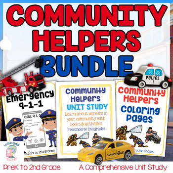 Preview of Community Helpers Unit Study Bundle | Emergency 911 |Me on the Map