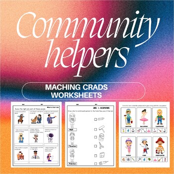 Preview of Community Helpers Units Flash Cards Worksheets Matching Game