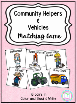 Preview of Community Helpers & Vehicles Matching Game