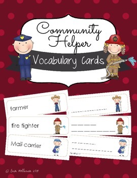 Preview of Community Helpers Vocabulary Cards and Spelling Practice - Preschool Language