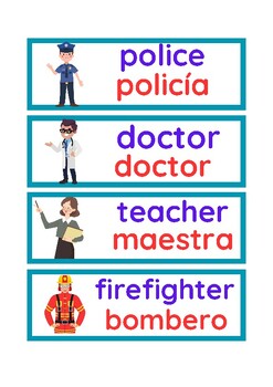 Preview of Community Helpers Vocabulary Dual Language