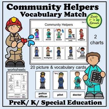 Community Helpers - Vocabulary Match for PreK, K, Special Education