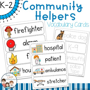 Preview of Community Helpers Vocabulary Word Wall Cards plus Write & Wipe Version