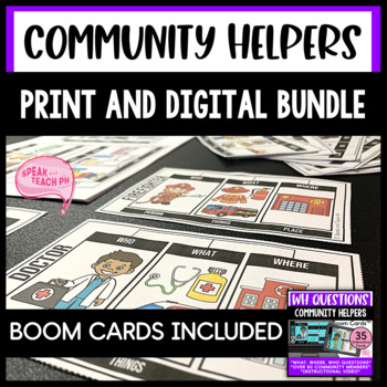 Preview of Community Helpers WH Questions PRINT and DIGITAL BUNDLE