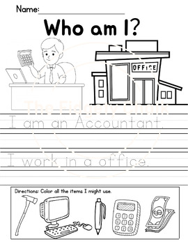 Preview of Community Helpers Who Am I? Worksheet