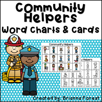 Community Helpers Word Charts and Cards by Brianna Forest - Loonie Kindie