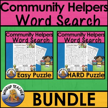 Community Helpers Word Search - EASY and HARD Puzzles by Windup Teacher
