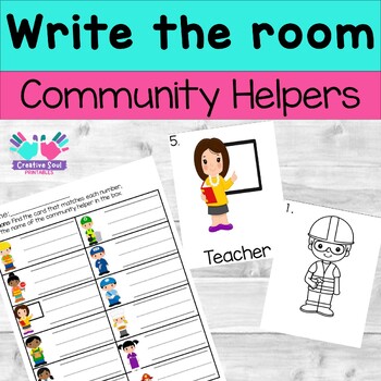 Preview of Community Helpers Write the Room, Kindergarten Center Activity