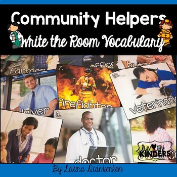 Preview of Community Helpers Write the Room Vocabulary