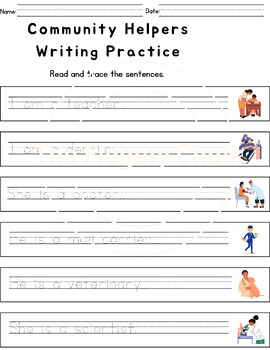 Preview of Community Helpers Writing Practice