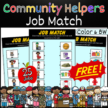 Preview of Community Helpers activities, Summer Matching Worksheets, End of Year Activities