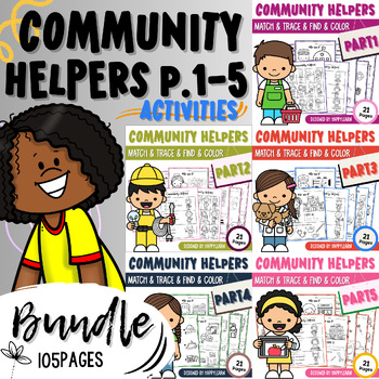Preview of Community Helpers and Careers Worksheets Activities I Bundle Part 1-5