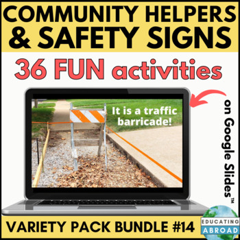 Preview of Community Helpers and Safety Signs Activities BUNDLE | Morning Meeting Games