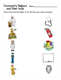 Community Helpers and Their Tools Matching Worksheet