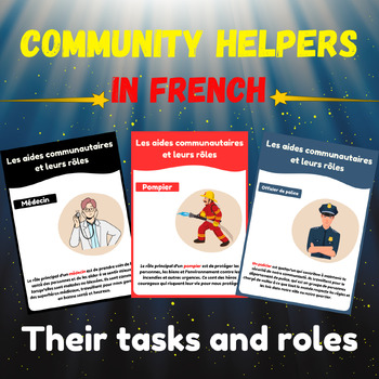 Preview of Community Helpers and their roles in French . Printable careers and profession